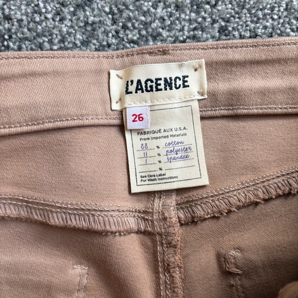 L’Agence Margot Skinny High Rise Coated Denim Jeans Cappuccino Brown Size 26 - Picture 6 of 10